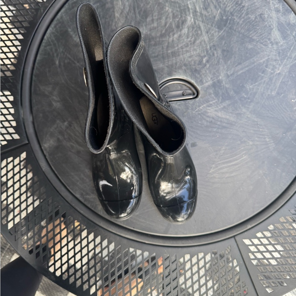 UGG Glossy Black Women's Rain Boots - Picture 2 of 7